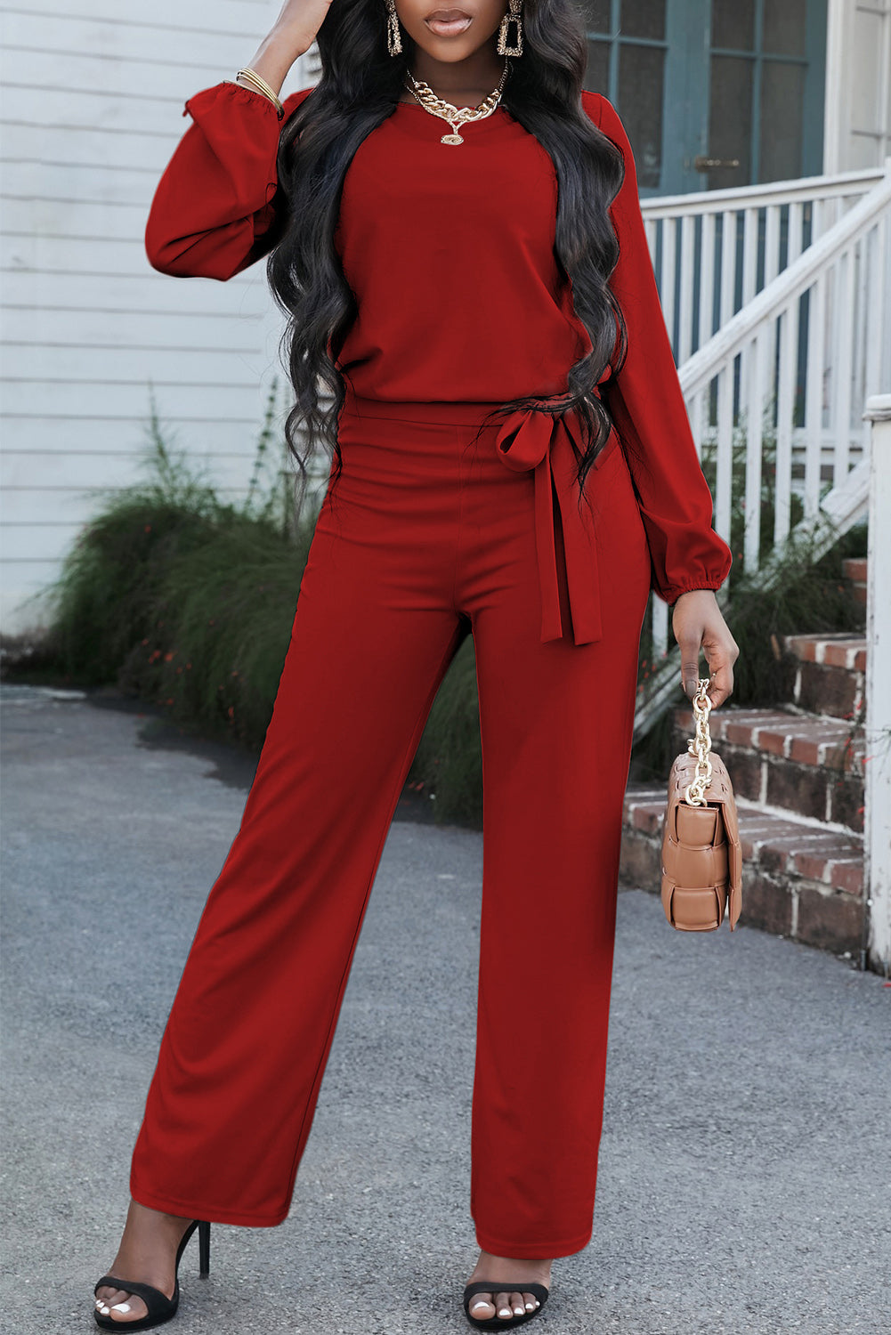 Tie best sale belt jumpsuit