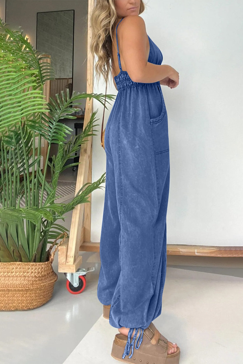 Full Size Spaghetti Strap Jumpsuit with Pockets