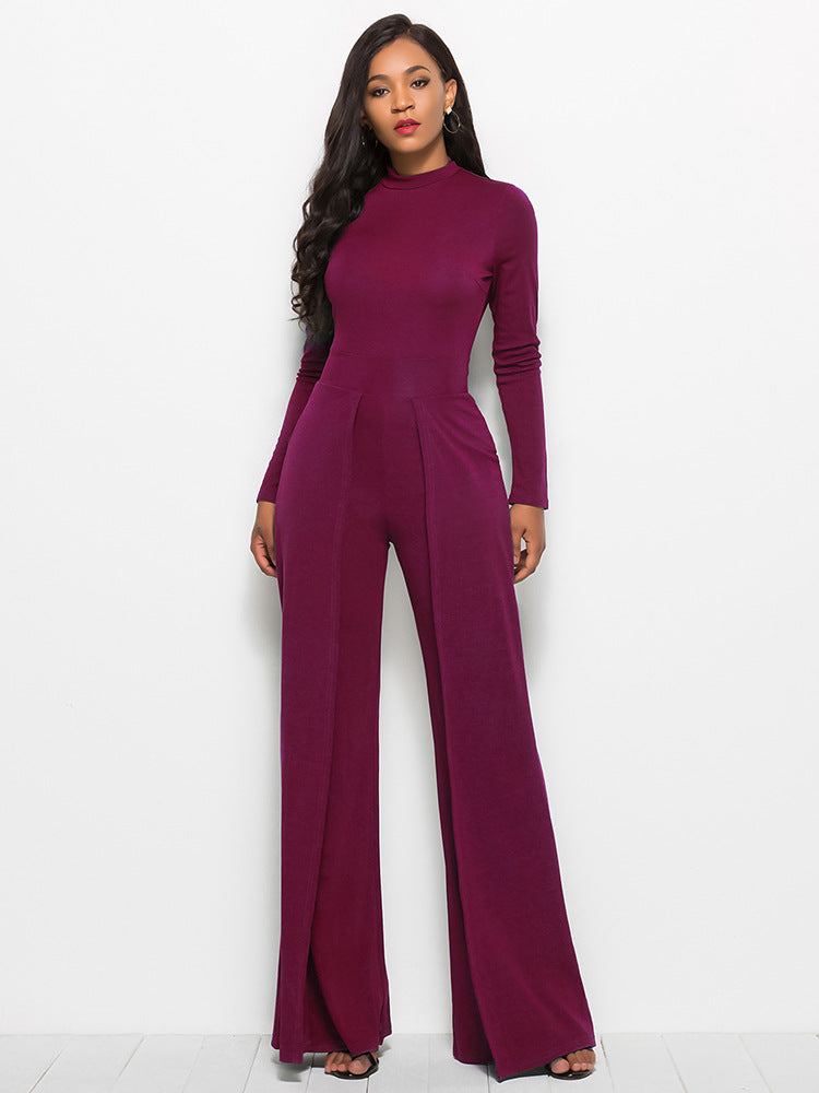 Maroon long sleeve sales jumpsuit