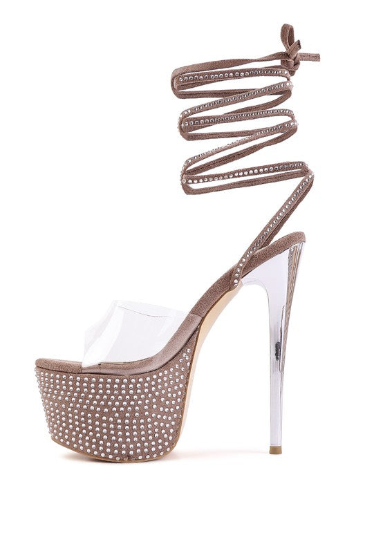 SUGAR MOM STRAPPY DIAMANTE PLATFORM HIGH HEELS