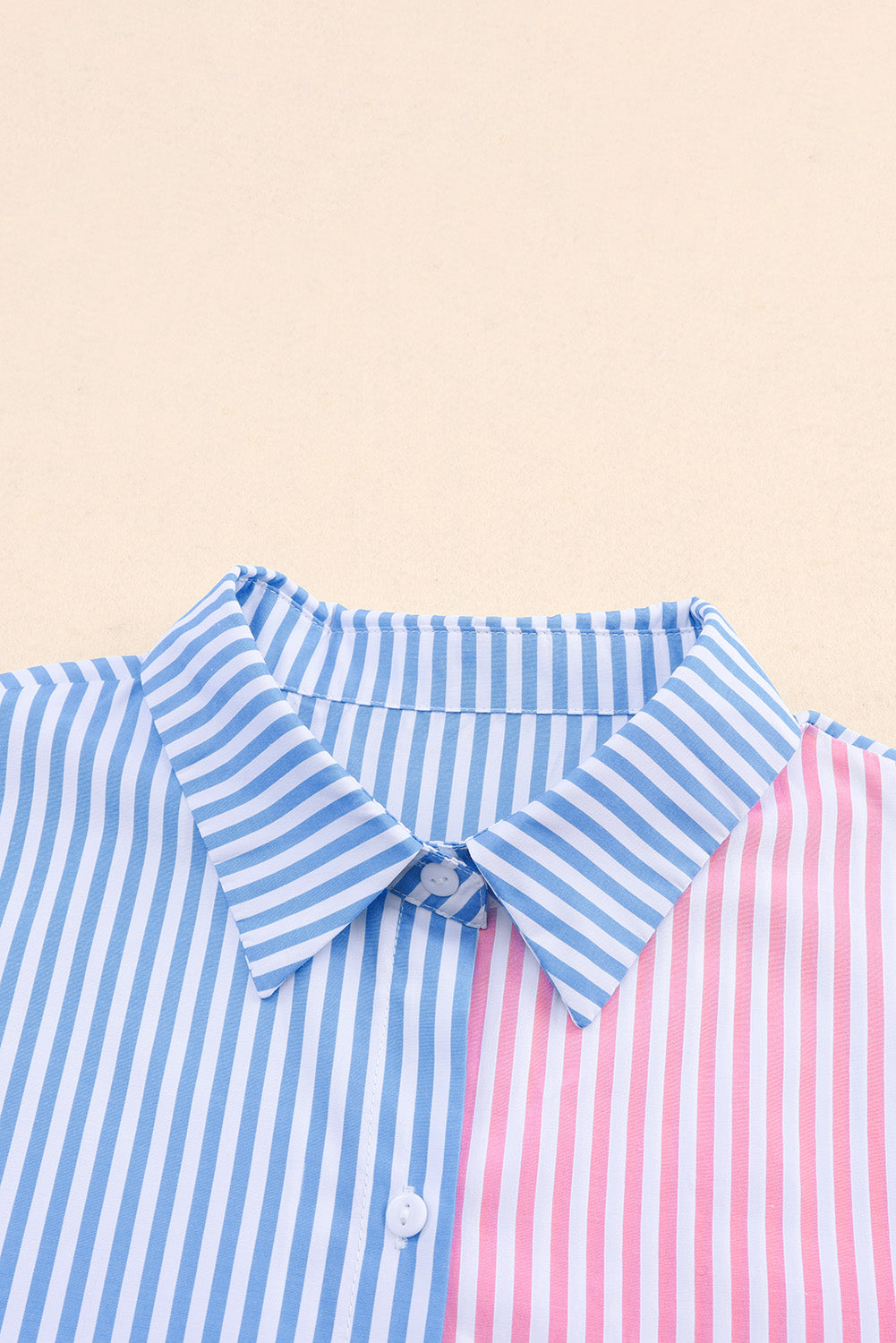 Striped Two-Tone Long Sleeve Shirt with Pocket